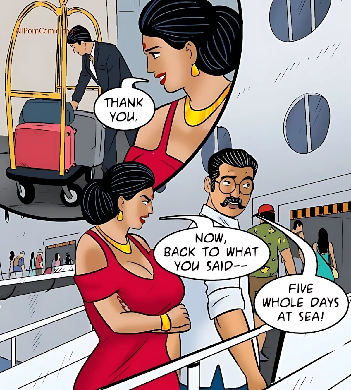 Velamma All Episodes Comics, 100.1 . Velamma - Episode 100 - Part 1 - The Love Boat, page 34 of 141
