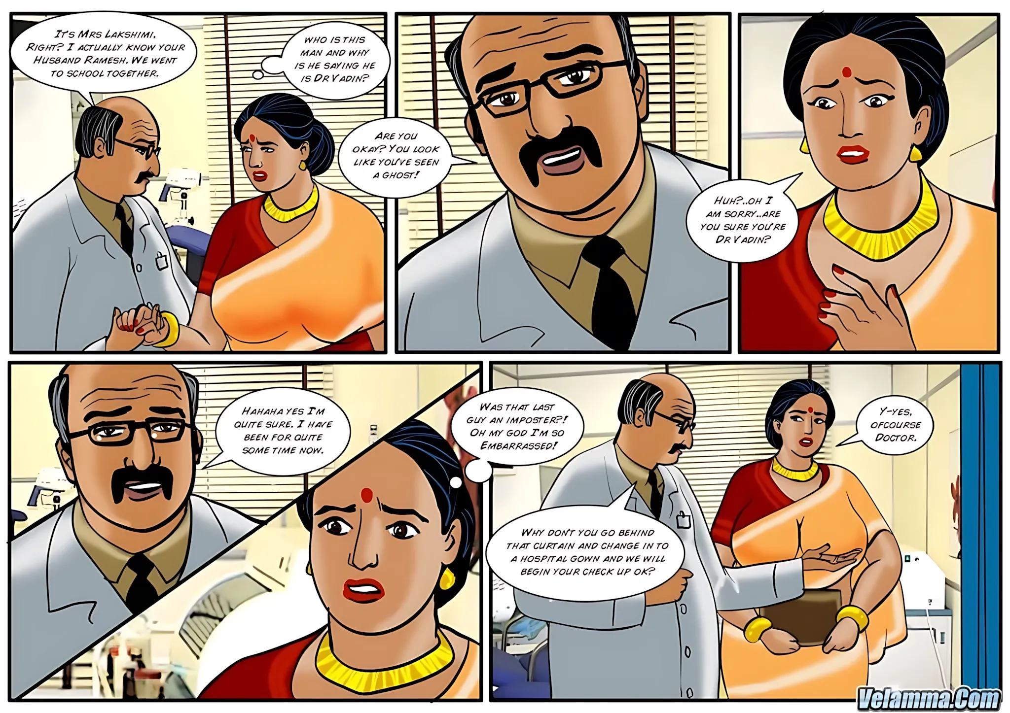 Velamma All Episodes Comics, 44 . Velamma - Episode 44 - The Real Doctor Will See You Now, page 4 of 31