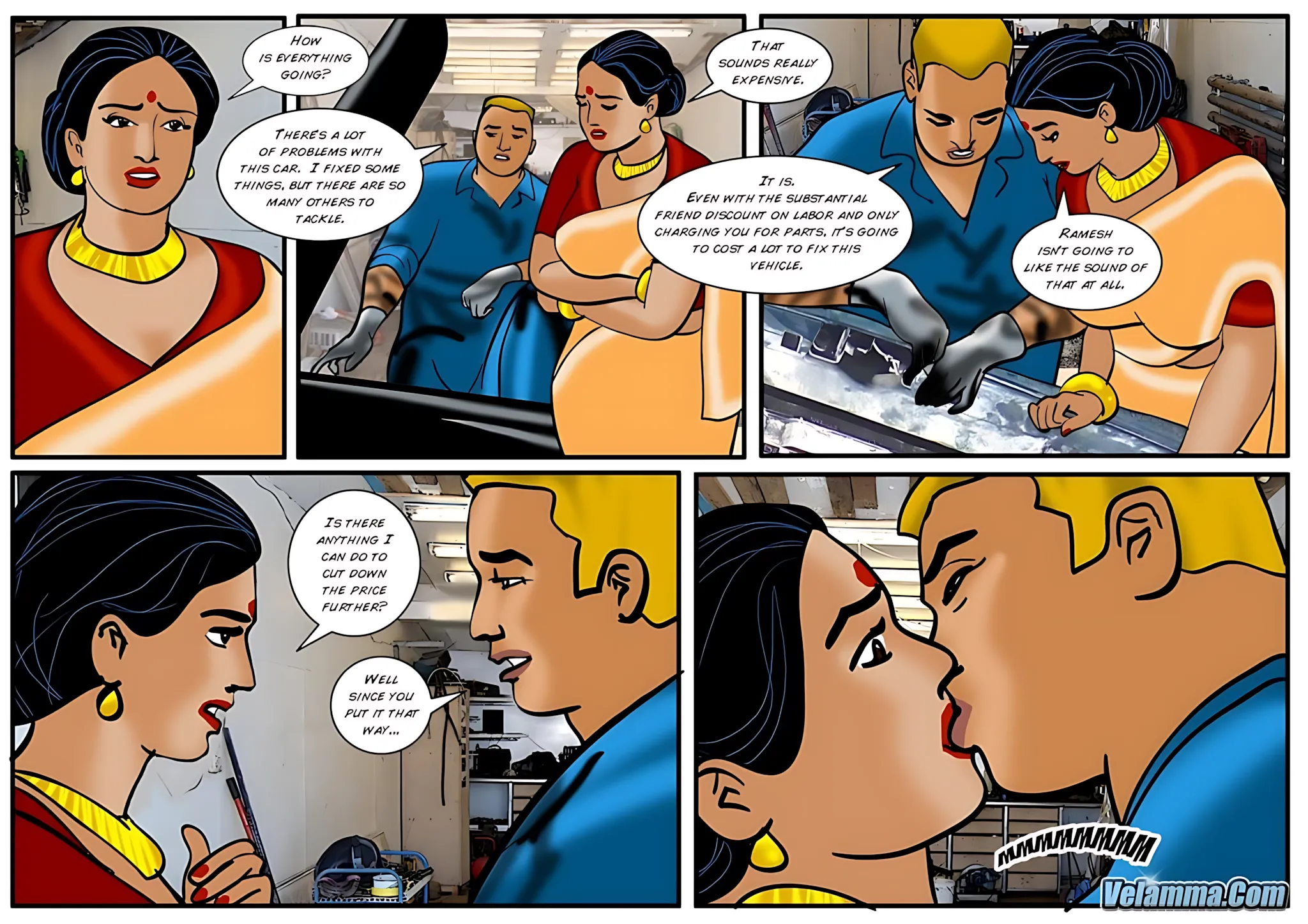 Velamma All Episodes Comics, 42 . Velamma - Episode 42 - Get All Greasy And Dirty At The Mechanics, page 14 of 31