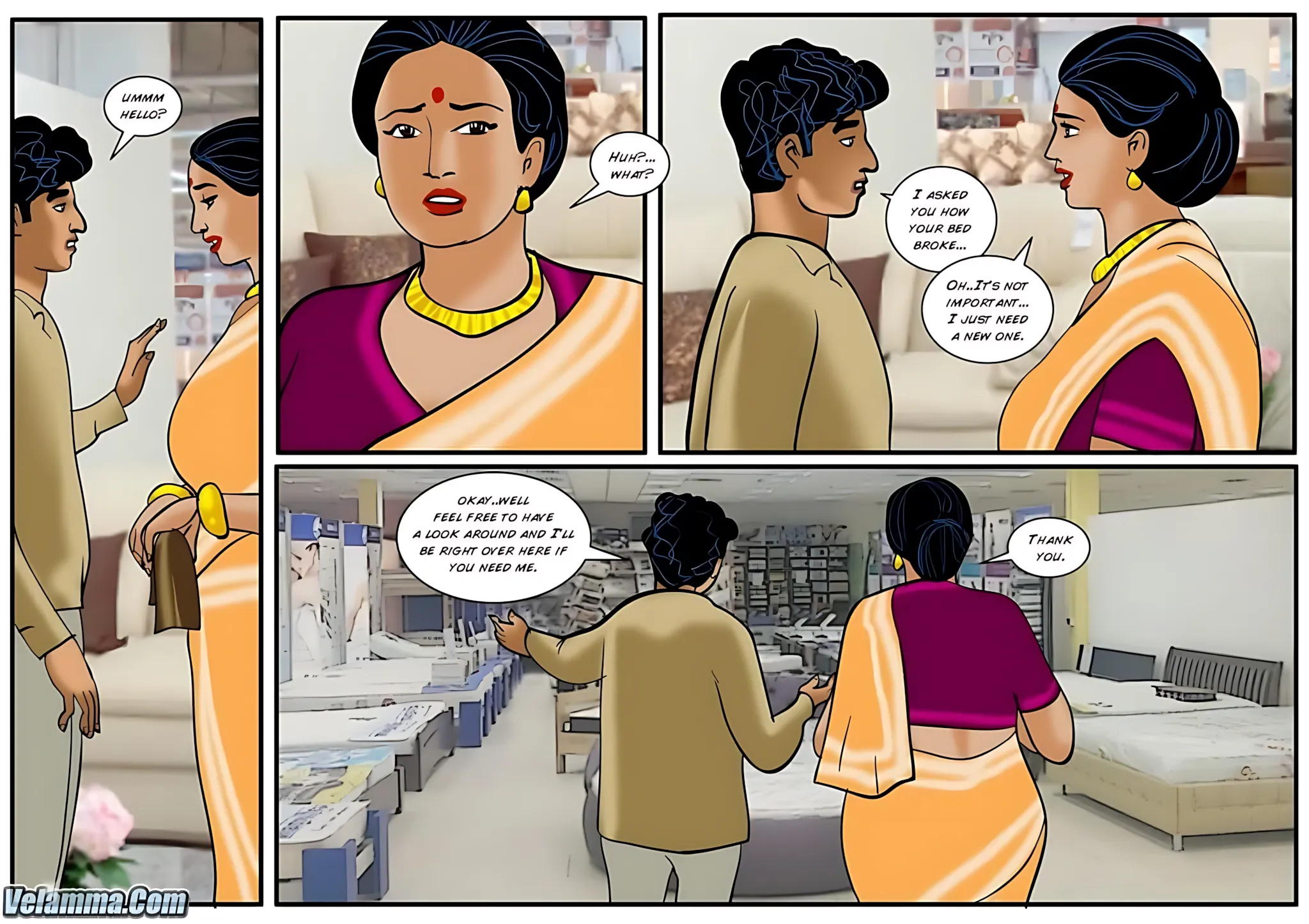 Velamma All Episodes Comics, 38 . Velamma - Episode 38 - Finding A New Mattress, page 5 of 32