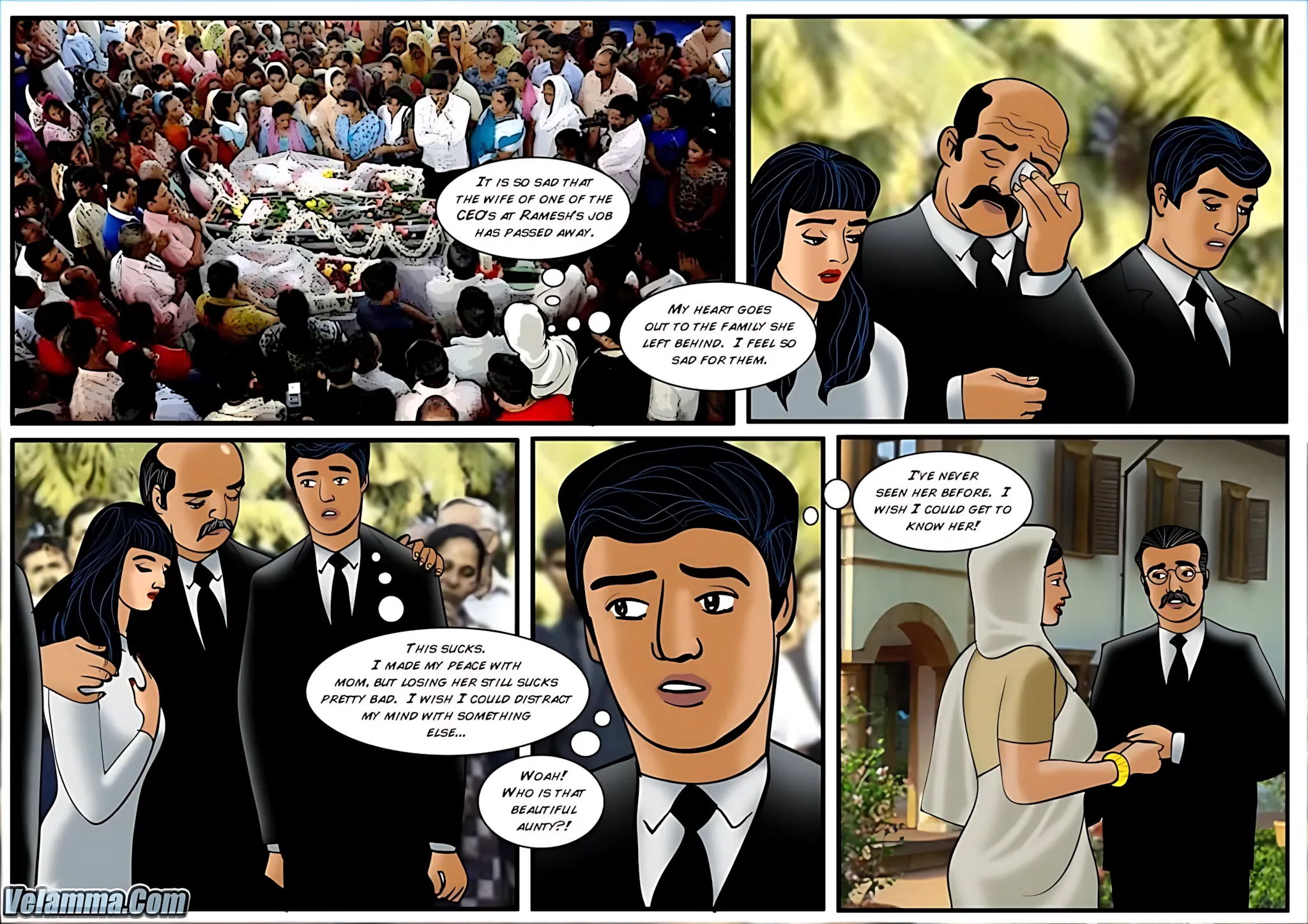 Velamma All Episodes Comics, 33 . Velamma - Episode 33 - The Funeral, page 2 of 31