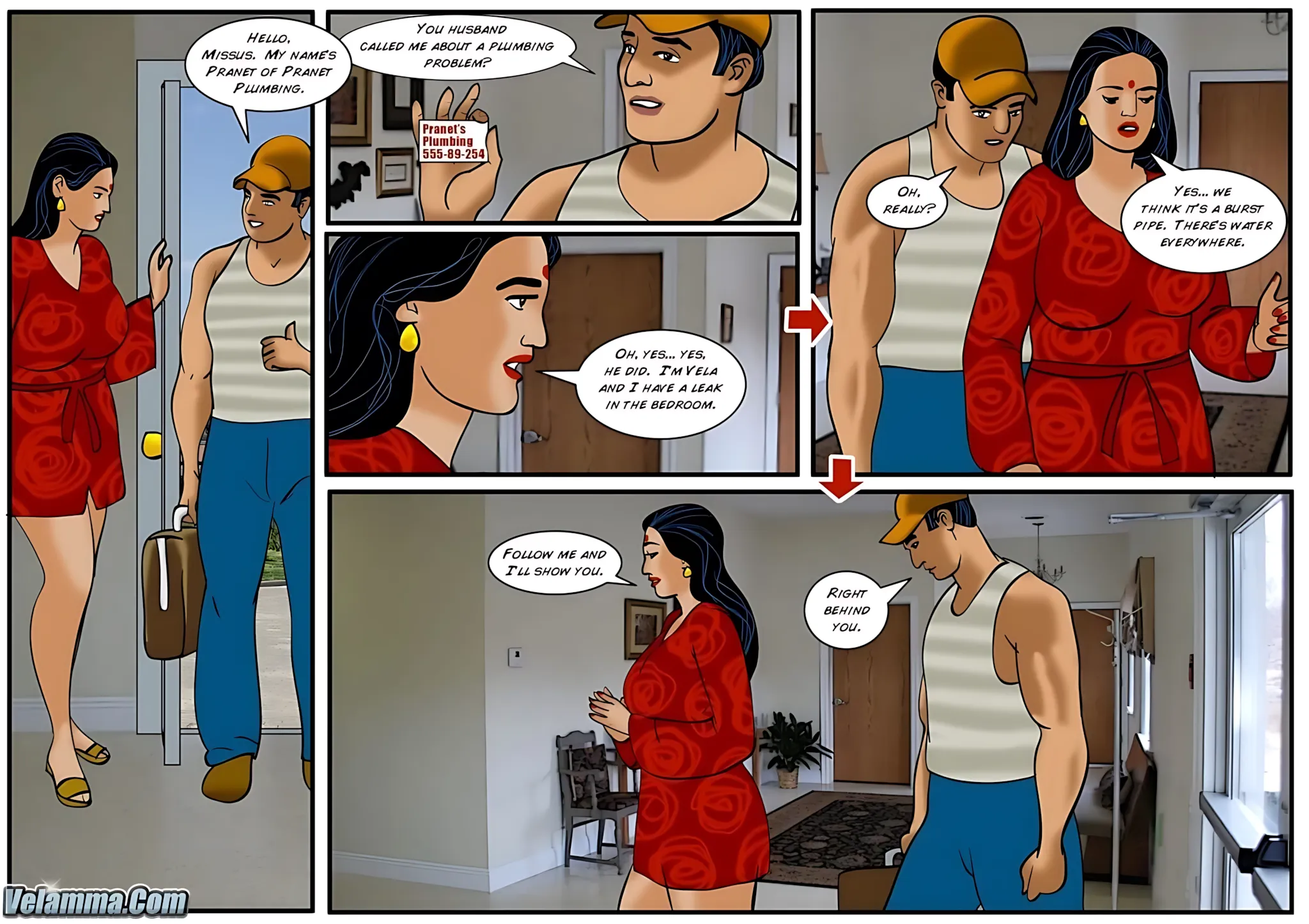 Velamma All Episodes Comics, 31 . Velamma - Episode 31 - Plumbing Problems, page 6 of 31