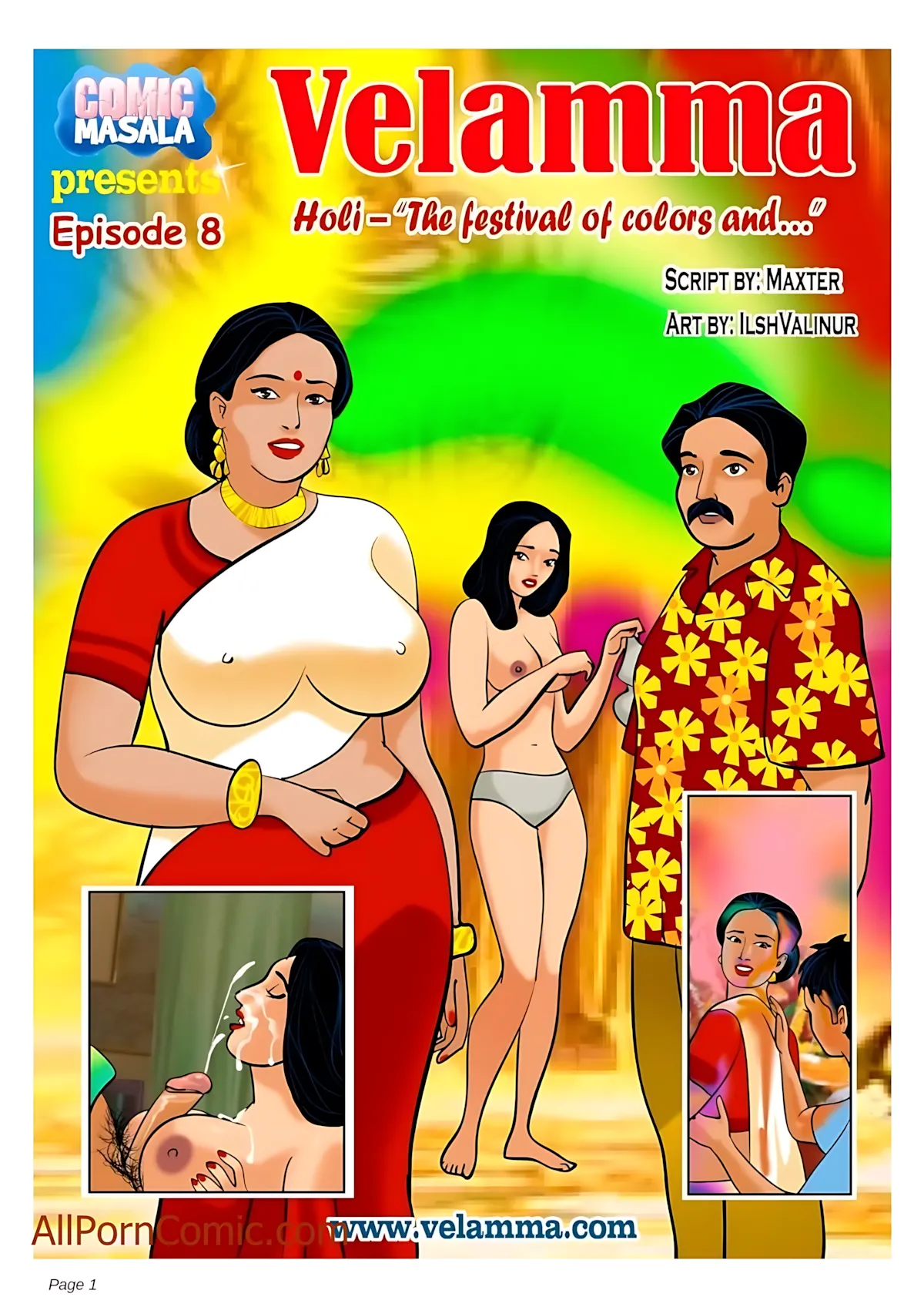 Velamma All Episodes Comics, 8 . Velamma - Episode 8 - The Festival Of Colors And, page 1 of 38