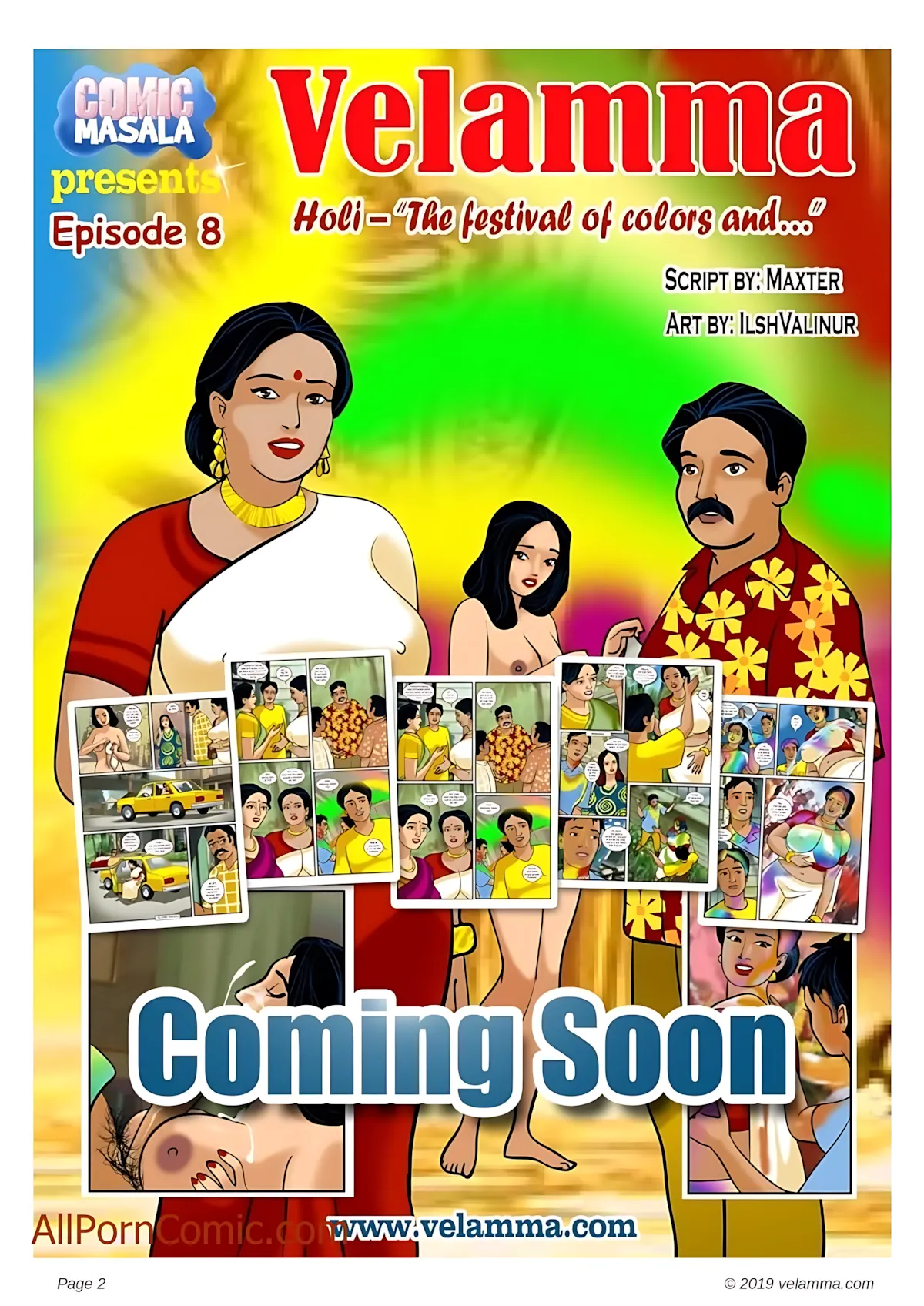 Velamma All Episodes Comics, 8 . Velamma - Episode 8 - The Festival Of Colors And, page 2 of 38