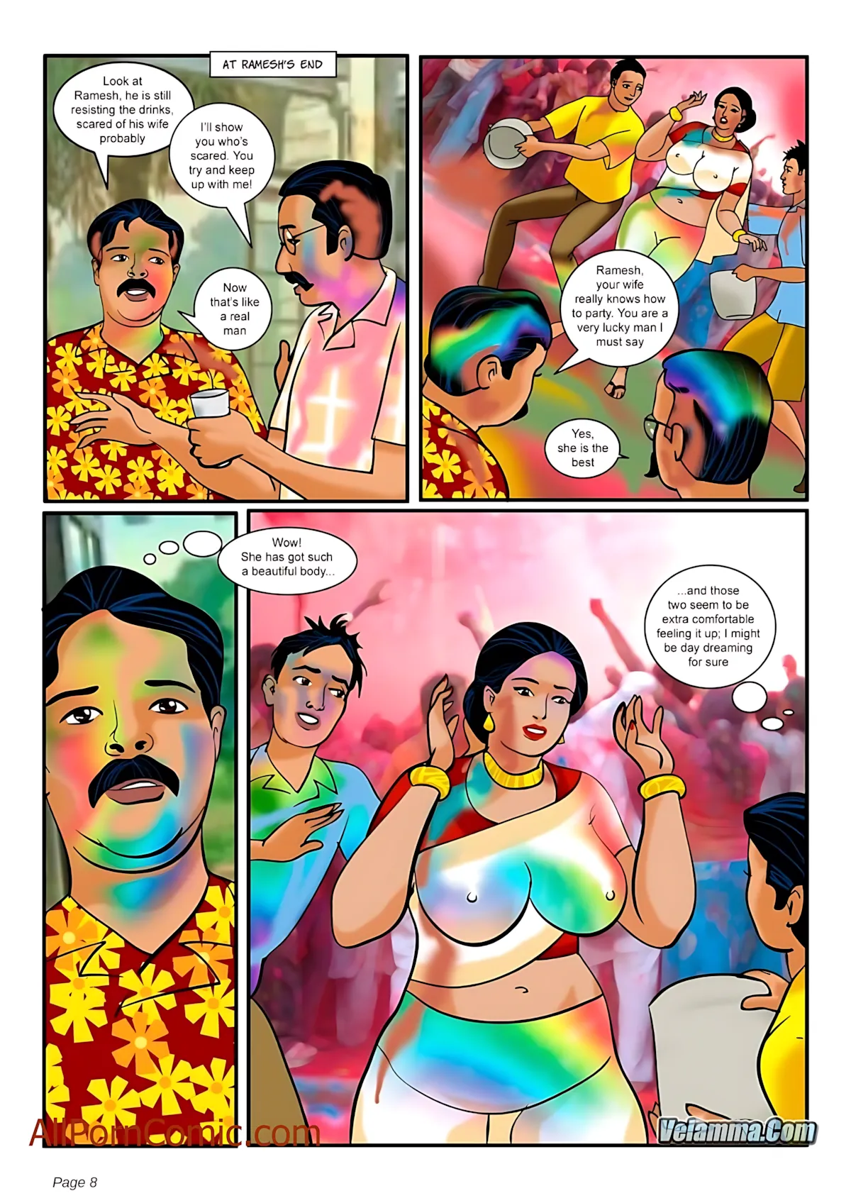 Velamma All Episodes Comics, 8 . Velamma - Episode 8 - The Festival Of Colors And, page 8 of 38