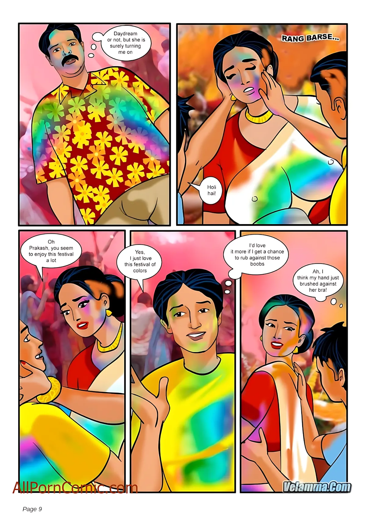 Velamma All Episodes Comics, 8 . Velamma - Episode 8 - The Festival Of Colors And, page 9 of 38