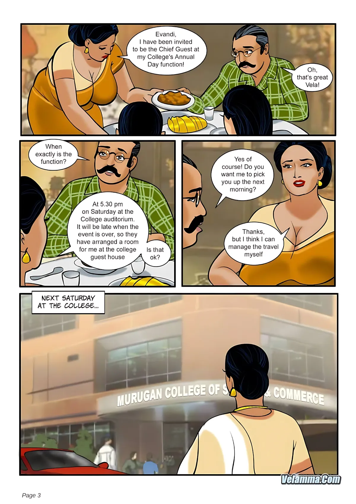 Velamma All Episodes Comics, 5 . Velamma - Episode 5 - The Chief Guest, page 3 of 31
